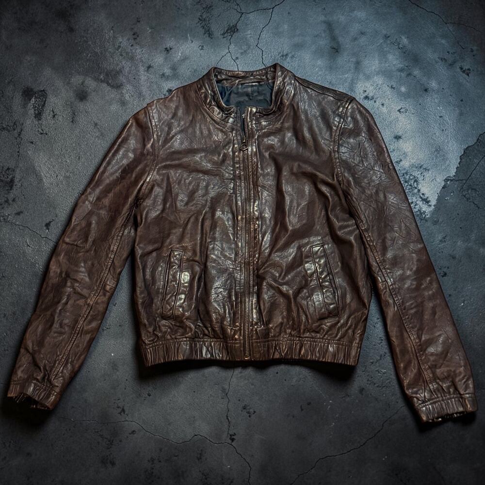 Madewell Leather Bomber Jacket Womens Retro Brown Aviator Size S